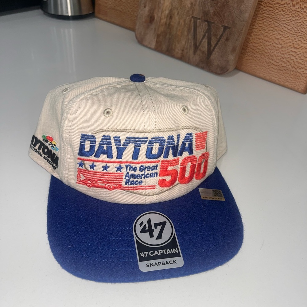 '47 Captain Daytona 500 Snapback Hat - Cream, Royal Blue & Red
